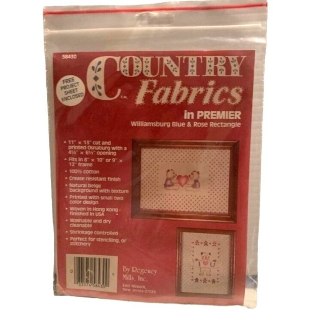 Country Fabric Williamburg Blue and Rose Rectangle Cross Stitch Fabric Cross Sti